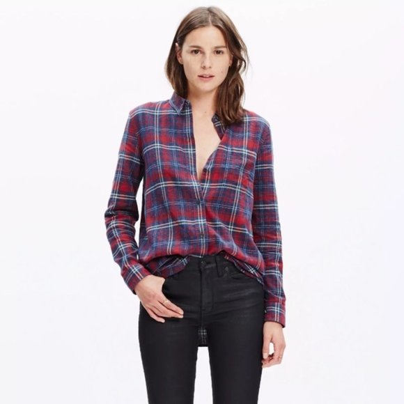 Madewell Ex-Boyfriend Lightweight Flannel in Bainbridge Plaid - Picture 4 of 4